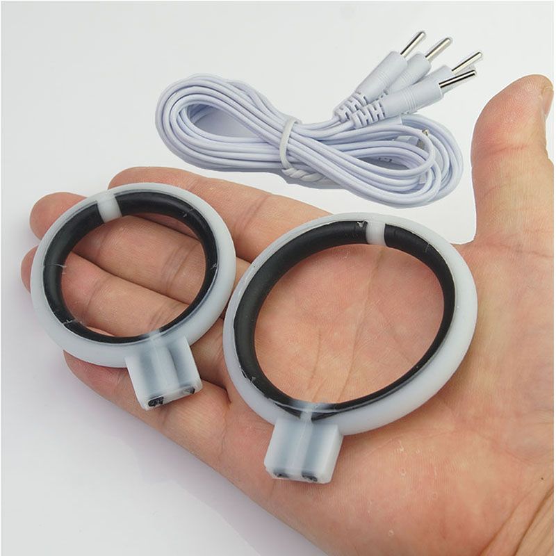 Anneau de choc électrique Bdsm, masseur de thérapie de stimulation électrique, anneaux de pénis, masturbateurs, cage de chasteté Estim_voghion.com