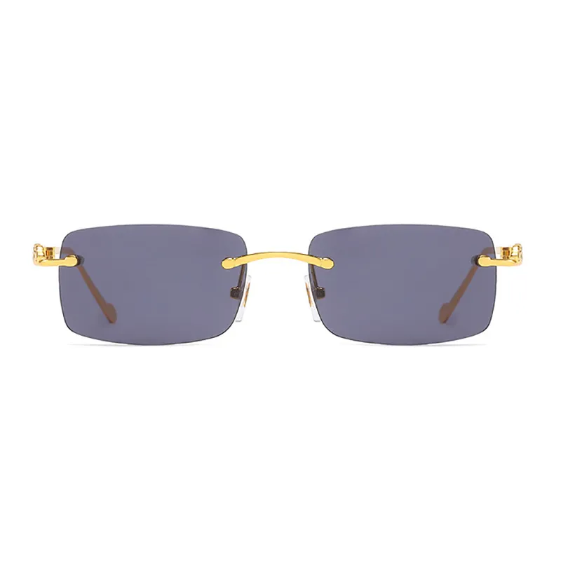 Unisex Rectangle Cheetah Sunglasses Designer Square Metal Gold Sier Frame gafas de sol Men Glasses Fashion Retro Rimless_voghion.com