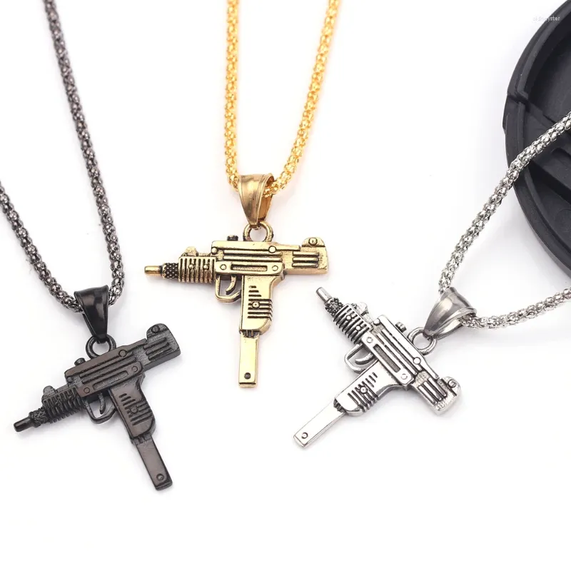 Collane con ciondolo Personalità Uzi Pistola a forma di collana per donne uomini Bar Accessorio per feste Gotico Uomo Punk Hip Hop Catena_voghion.com