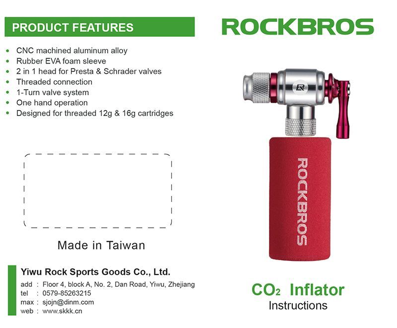 ROCKBROS Mini Fahrrad CO2 Pumpe, Luftpumpe für Presta/Schrader Ventile, 20g_voghion.com