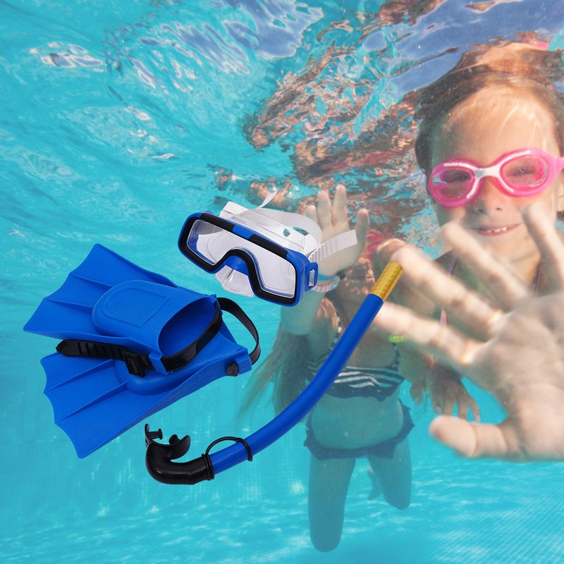 1 sæt Snorkeg Goggles God sejhed Sikker vejrtrækning Vandtæt Børn Bredsyn Svømmebriller Snorkel Svømmefinner til_voghion.com
