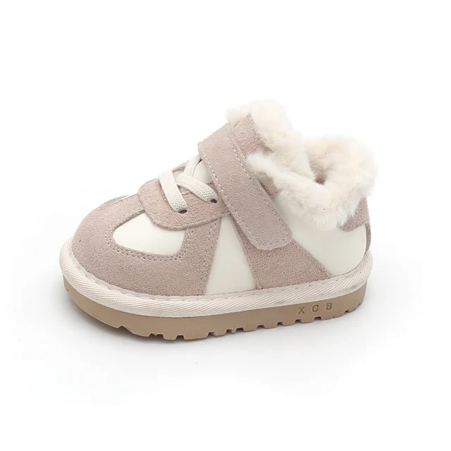 2024 New Winter Baby Snow Boots Unisex Leather Boys Warm Plush Girls Sneakers Outdoor Fashion Toddler Kids Shoes_voghion.com