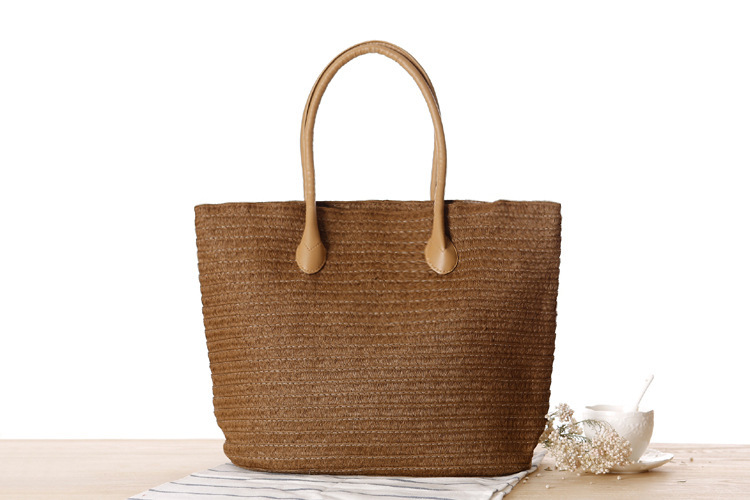 Women's fashion single shoulder straw bag pastoral style beach bag_voghion.com