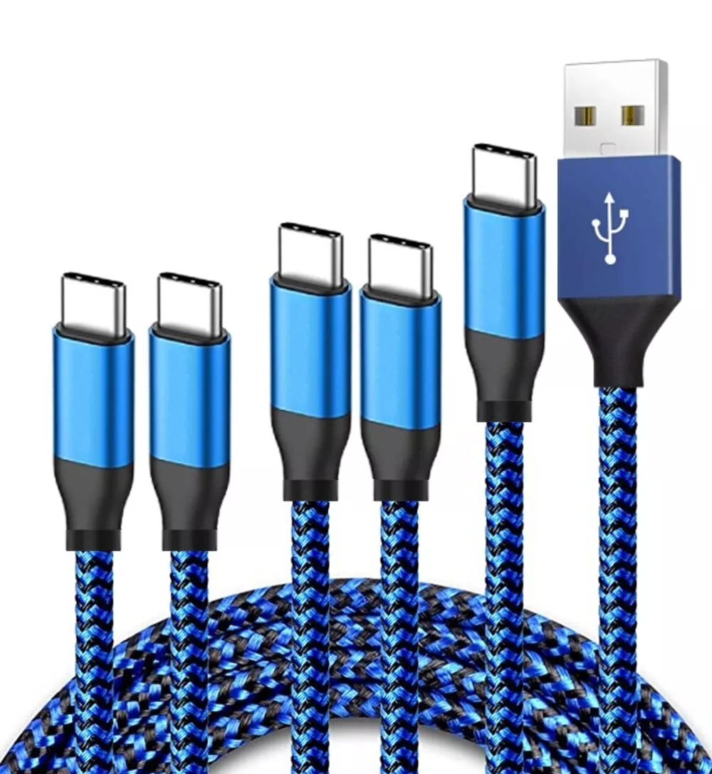 5-Pack 3/6/10 Feet USB To Type-C Cable Fast Charger Charging Data Sync Cord_voghion.com