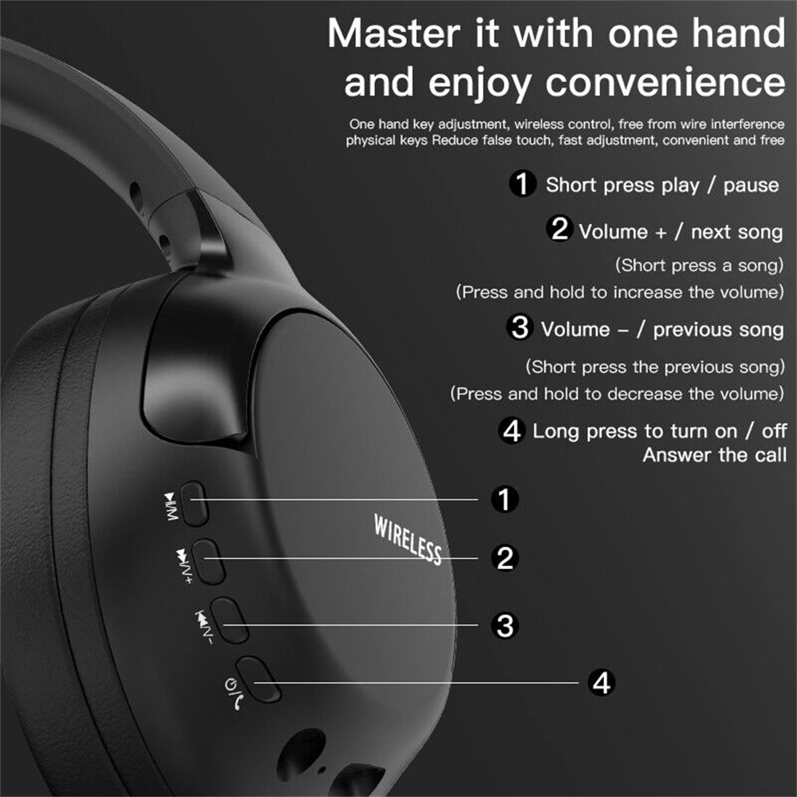 Bluetooth Over Ear Wireless Headphones Noise Cancelling With Microphone_voghion.com