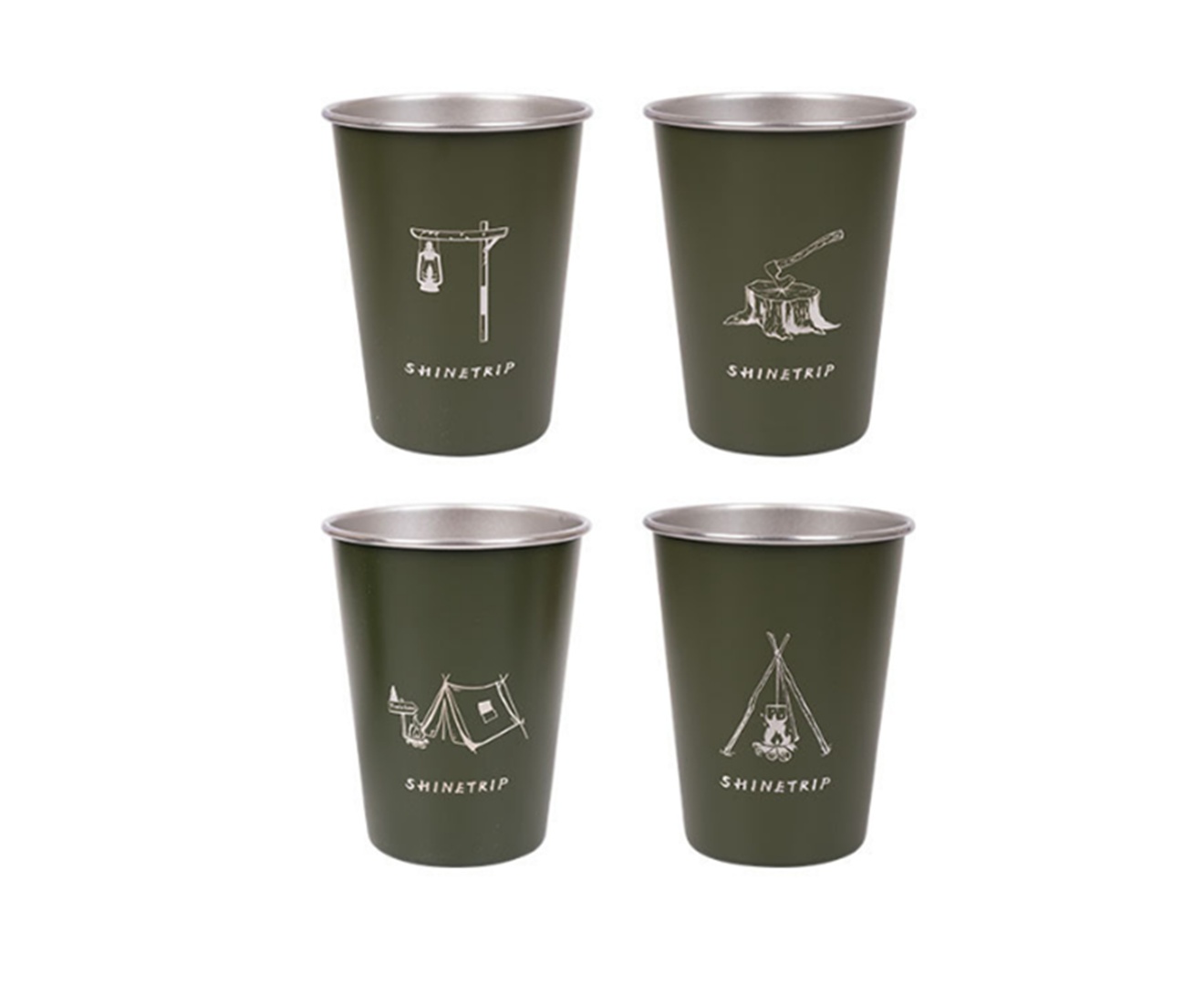 4PC Camping Coffee Mug Outdoor Stainless Steel Beer Mug BBQ Cold Drink Water Mug_voghion.com