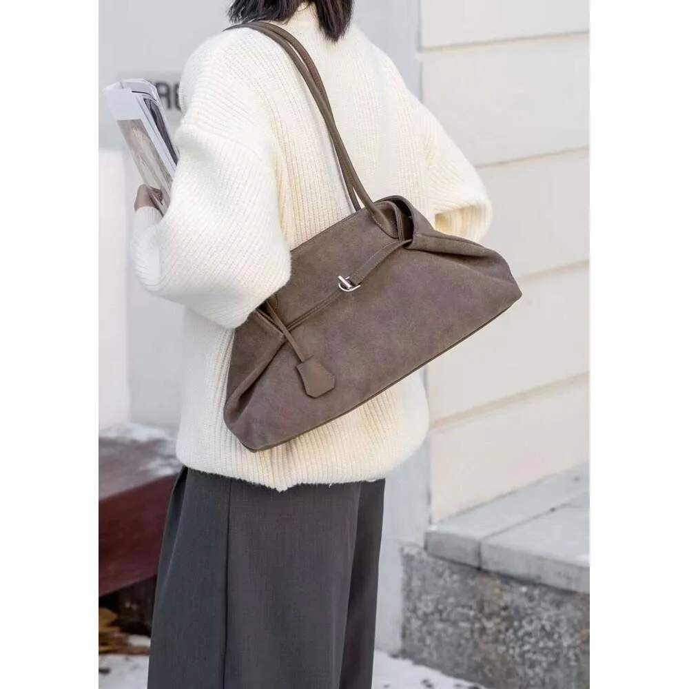 New All-Match Shape Change Design Large Tote Coffee Matte Real Suede Leather Women Shoulder Bag High-End Travel Handbag_voghion.com