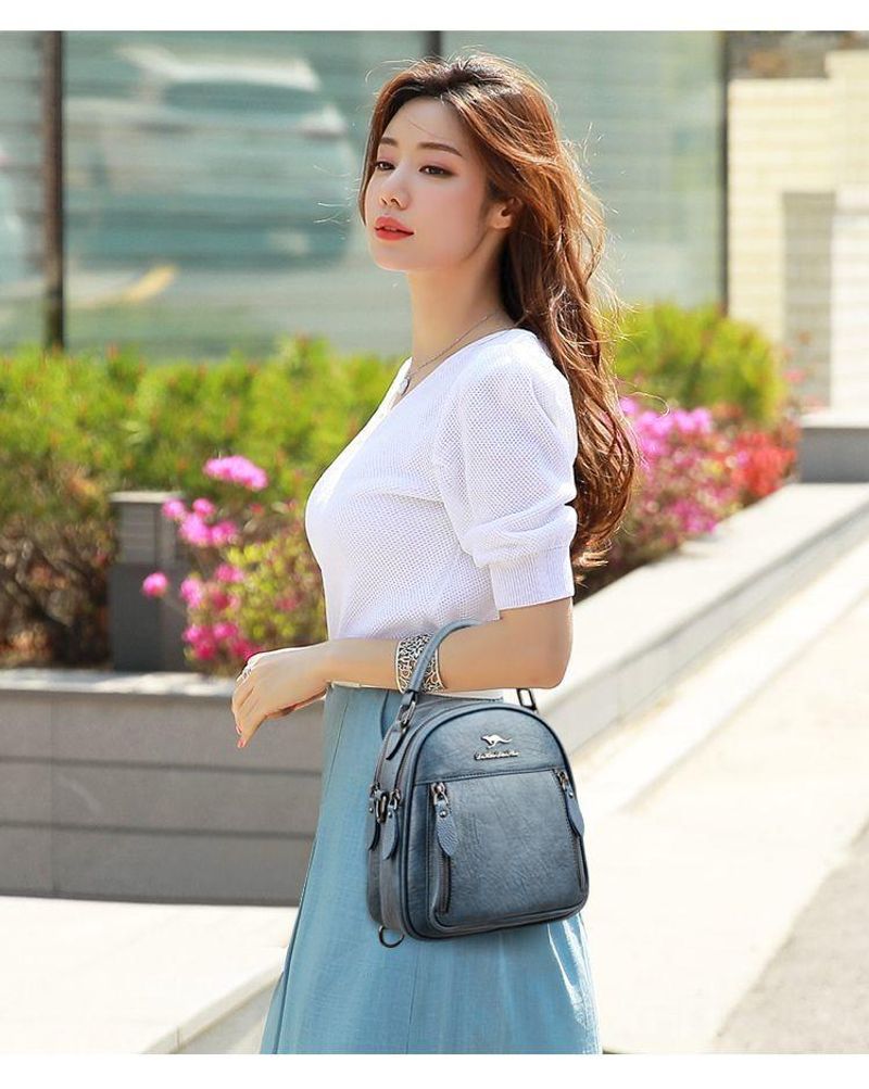 Zaino Mouse Originale per Donna 2024 Nuova Borsa a Tracolla Multifunzionale Multistrato in Pelle Morbida All-Match_voghion.com