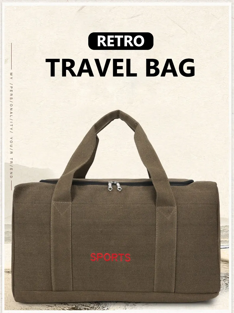Unisex Vintage Canvas Travel Large Capacity Duffel Hand Lage Gym Pack Multifunction Sac De Voyage Weekend Bag_voghion.com