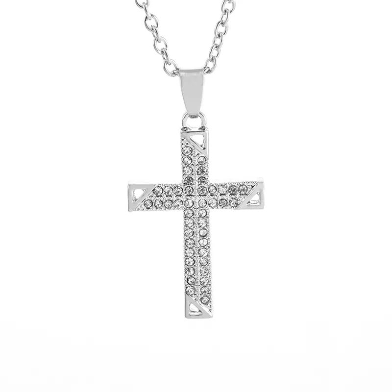 Classic Cross Pendant Necklace With Full Zircon For Men And Women_voghion.com