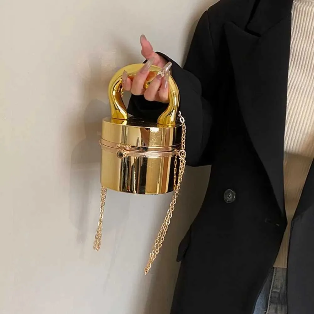 Gold Box Handbag Fashion Shiny Bag Party Evening High Quality Clutch Hand Bags For Women Metal Chain Messenger Purse_voghion.com