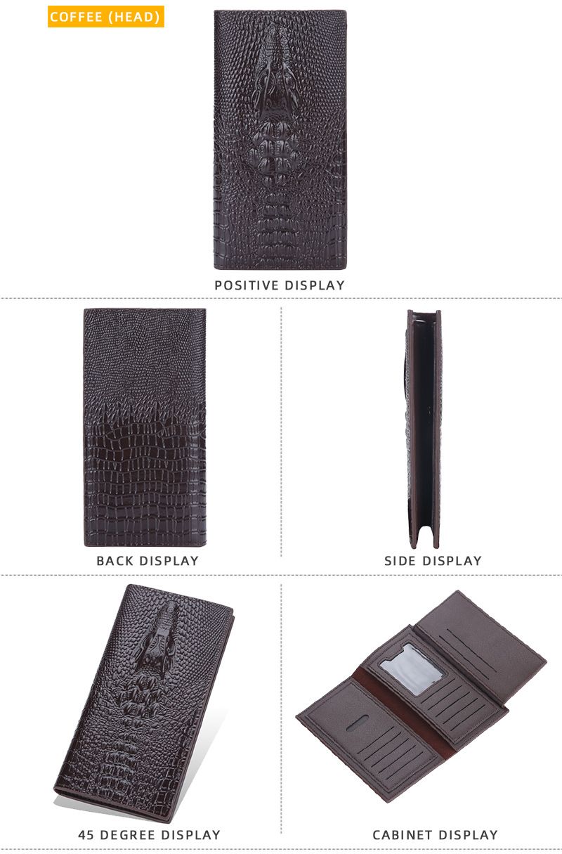 Baellerry Crocodile Head Multi-card Zipper Clutch Business Thin Wallet_voghion.com