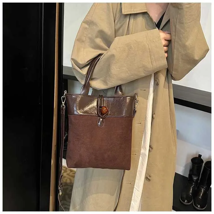 Stylish Women's Suede Patchwork Crossbody Shoulder Handbag Set_voghion.com