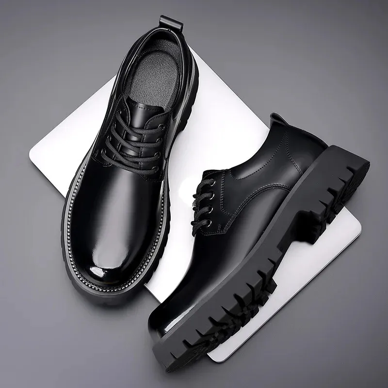 Lace Up Oxfords Men Leather Business Shoes Breathable Wedding_voghion.com