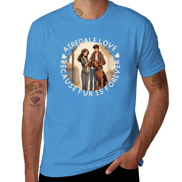 Love in Every Shade: Airedale Romance T-Shirt für einen Jungen, Anime-Sommer-Top, Grafik-T-Shirts für Männer_voghion.com