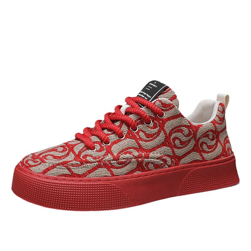 Spring Printed Embroidered Fabric Casual New Soft Sole Trend Sports For Low Cut Men's Shoes_voghion.com