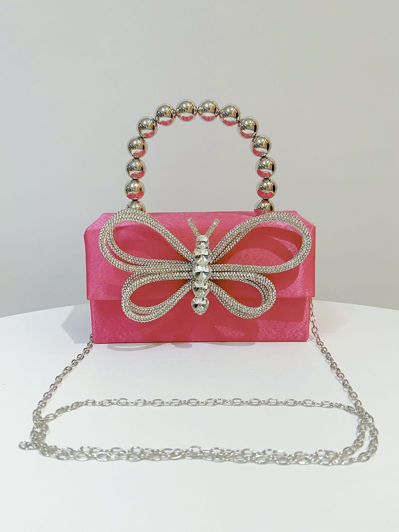 Nuova borsa da festa con fiocco quadrato in seta francese lucida, piccola, borsa a tracolla in mano_voghion.com