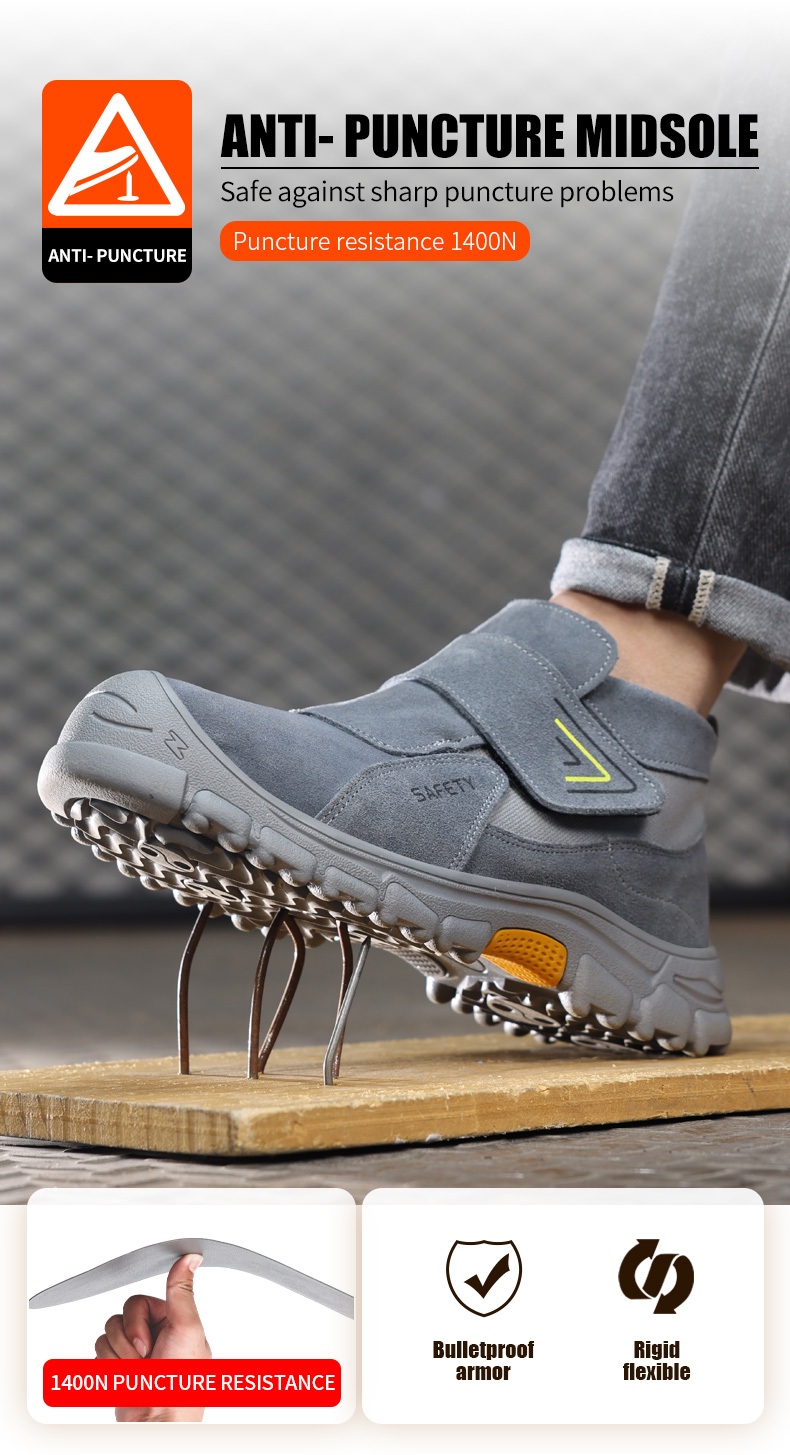 Zapatos de seguridad para soldador GUYISA con puntera de acero, antiescaldaduras, ignífugos, color gris 3027GY, tallas 37-46_voghion.com