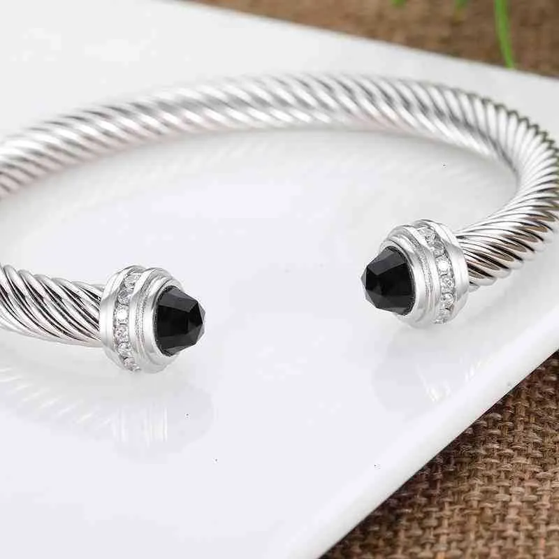 Twisted Cable Cuff Bracelet For Women Silver Designer Bangle_voghion.com