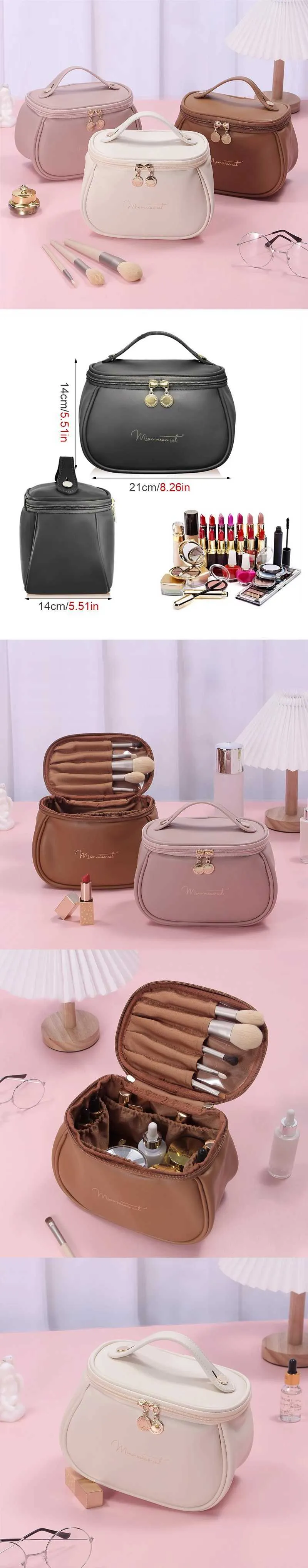 Neues PU-Leder für Frauen, multifunktionale tragbare Reiseaufbewahrungstasche für Damen, Make-up-Tasche Y241023_voghion.com
