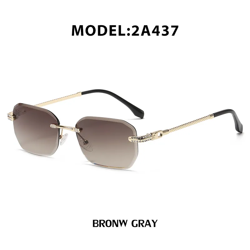 Nuevas gafas de sol de moda para mujer, sin marco, con protección solar, para mujer mayor, con juego de diamantes y montura pequeña para hombre._voghion.com