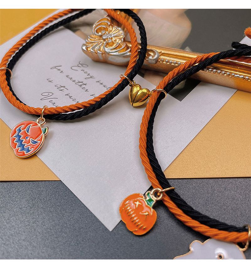Heißer Verkauf Neue Halloween Armband Cartoon Kürbis Geist Mit Liebe Herz Magnetische Paar Set Hand Seil_voghion.com