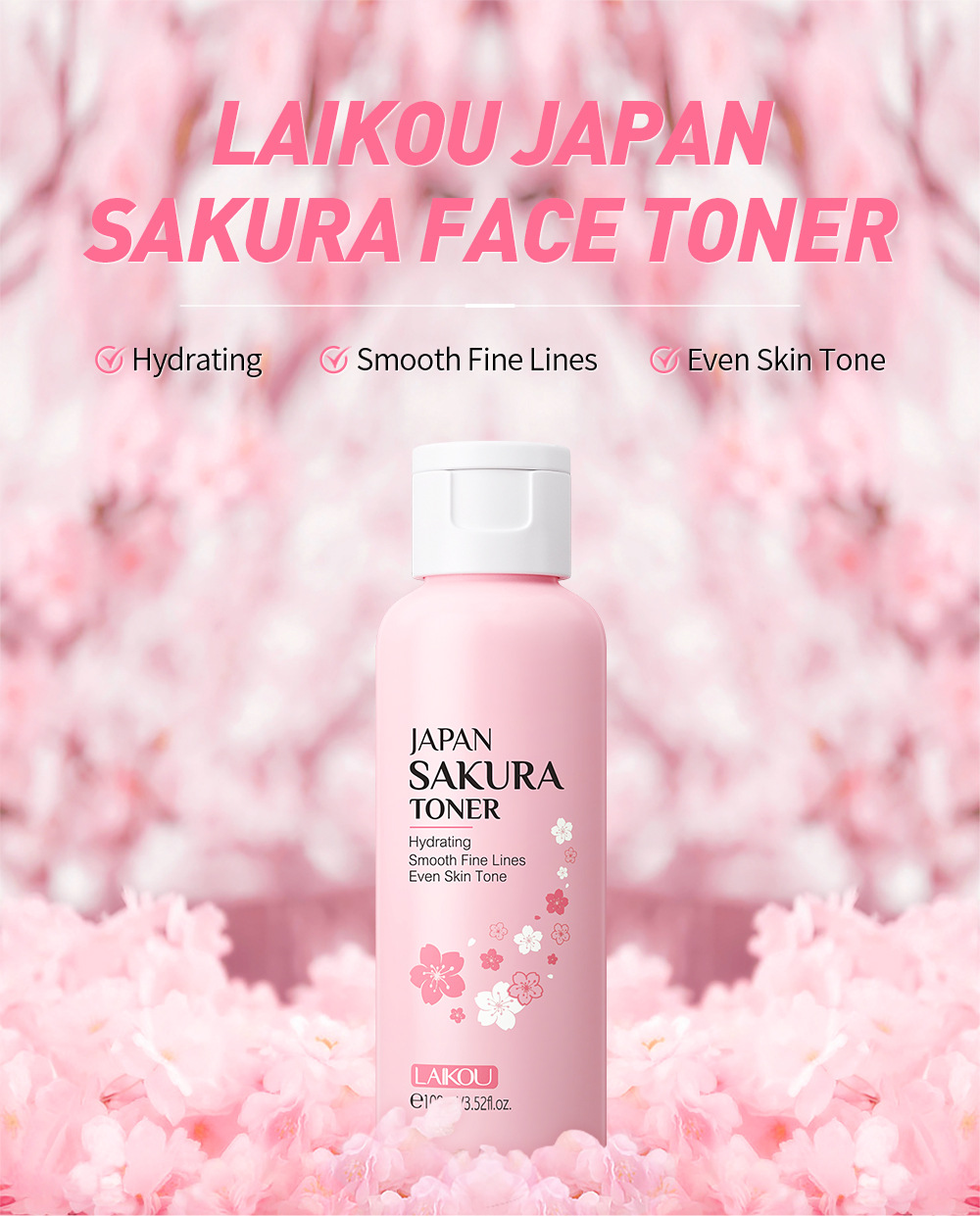 LAIKOU Japanski Sakura tonik 100ml Hidratantni i hidratantni tonik Proizvođač proizvoda za njegu kože_voghion.com