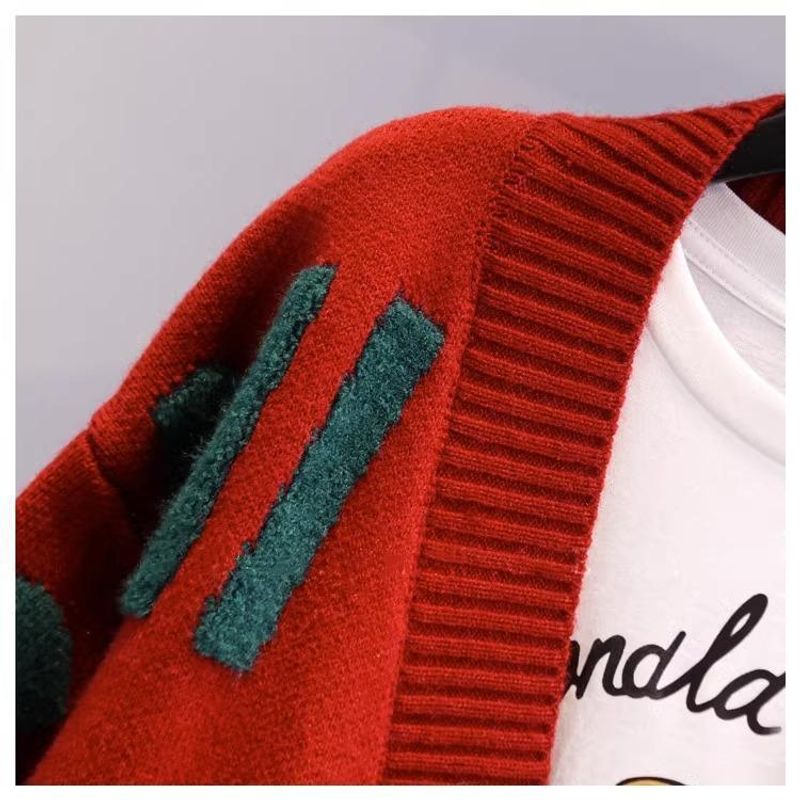 Women's Clothing Fat mm stylish horn button letter sweater jacket for women autumn and winter new large size loose lazy_voghion.com