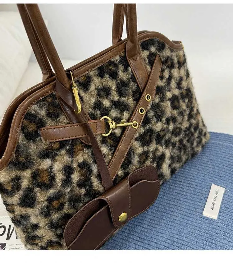Sacs à main vintage Veet pour femmes, sacoches en peluche à imprimé léopard, sac à bandoulière, grande capacité, sacs à bandoulière pour femmes_voghion.com