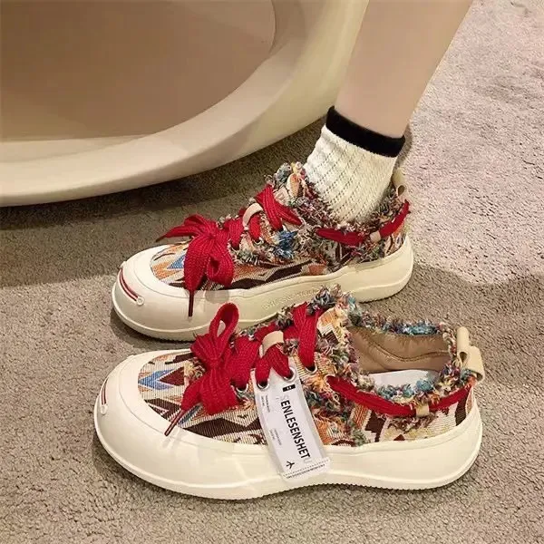 Chaussures en toile pour mendiants, automne et hiver, semelles épaisses, grosse tête, laides, mignonnes, polyvalentes, pour étudiants, petites chaussures blanches, 241220_voghion.com