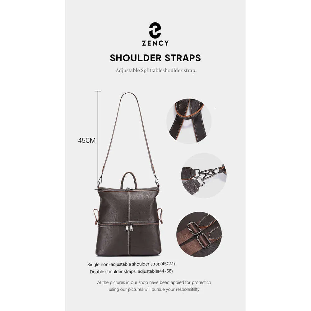 Zaino da viaggio classico in vera pelle da donna Zency, grande capacità, per iPad, A4, laptop, borsa a tracolla da donna con_voghion.com