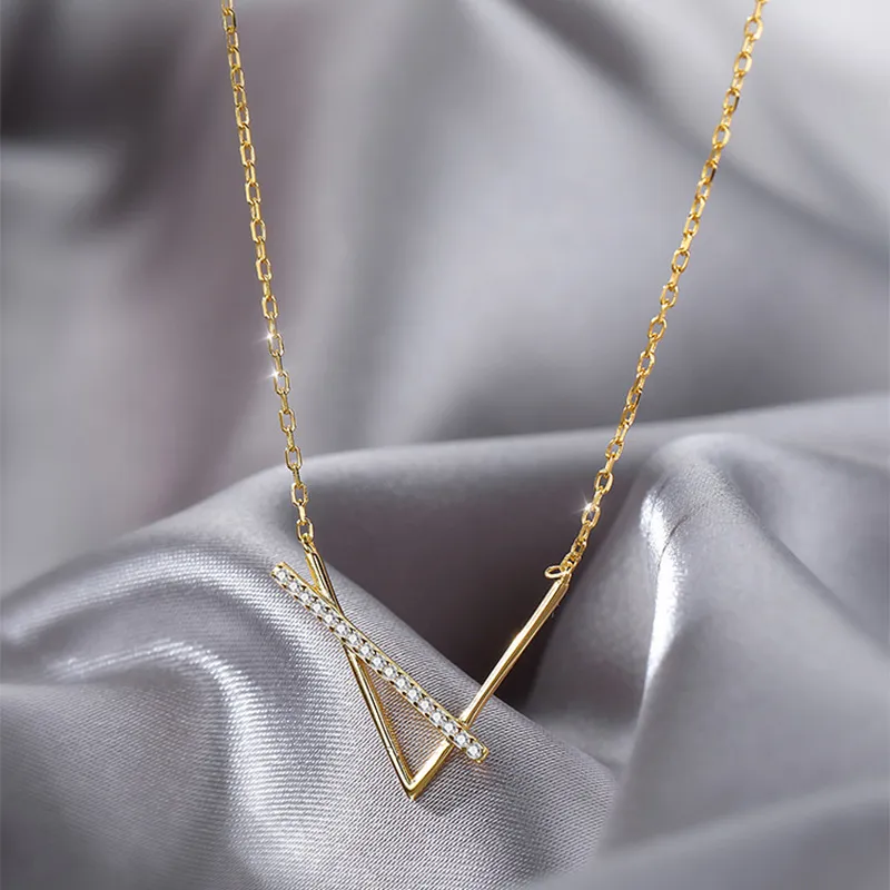 Collier minimaliste géométrique en zircon pour femme, chaîne de clavicule créative, classique, élégante et douce, pour mariage_voghion.com