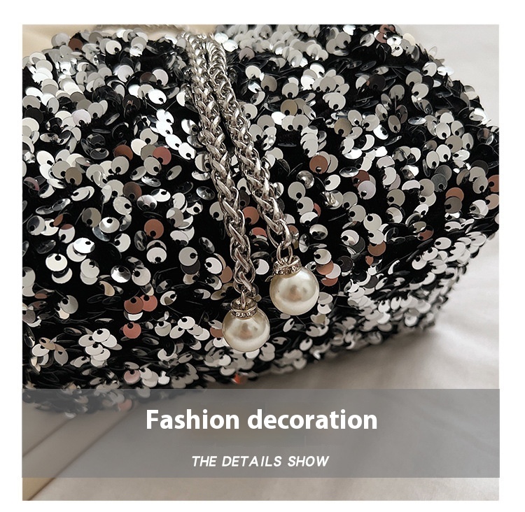 Fashionable and Personalized Sequin Bag for Women in 2024 New Korean Version Bucket Bag Stylish Shoulder Bag Trendy Crossbody Dinner Bag_voghion.com