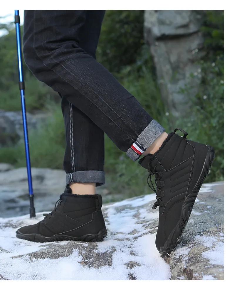 Outdoor-Schneestiefel für Herren im Winter, rutschfest, wasserdicht, Veet und warme Baumwollschuhe für Damen, Barfuß mit dicker Sohle_voghion.com