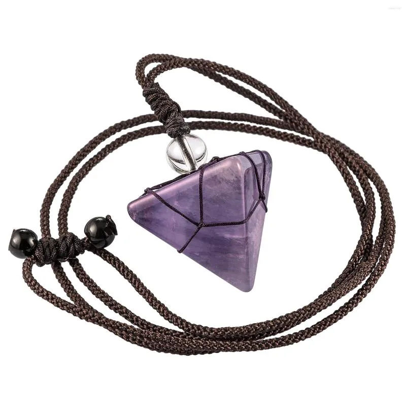 Ogrlice z obeski Healing 7 Chakra Crystal Stone Ogrlica iz naravnih dragih kamnov v obliki piramide z nastavljivo vrvico Ženske Moški_voghion.com