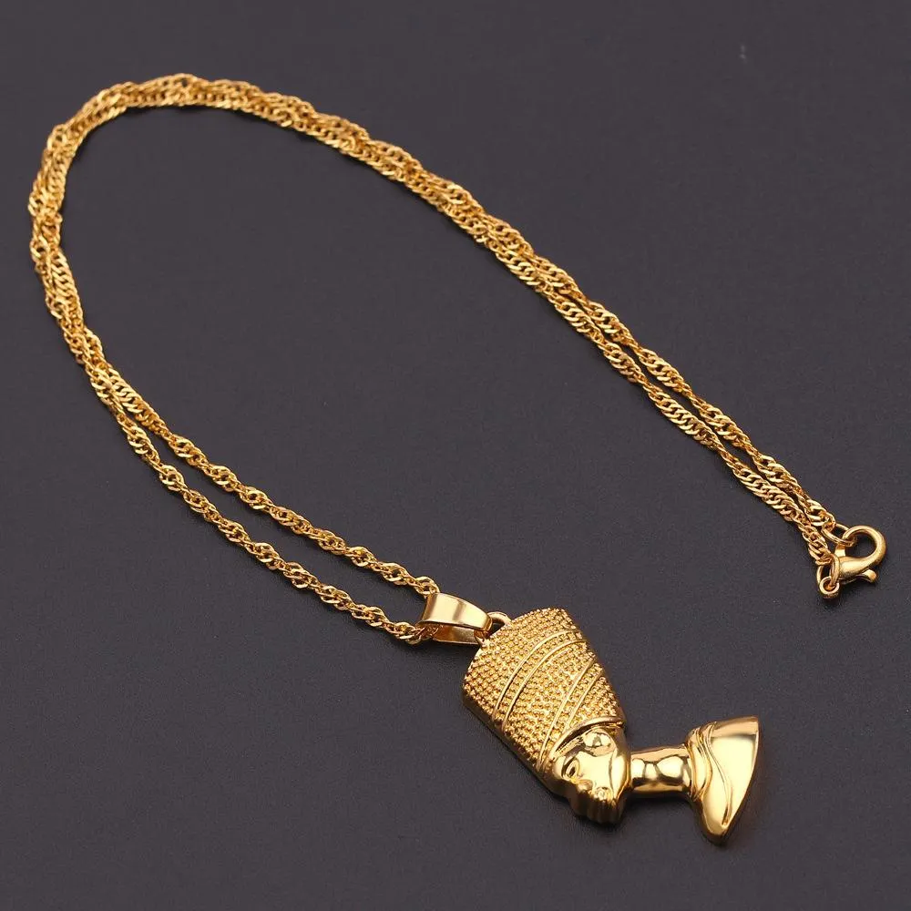 Collana con ciondolo nefertiti color oro per donna e ragazza gioielli_voghion.com
