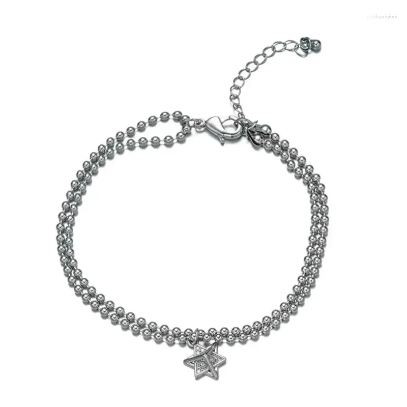 Pulseras de eslabones, joyería de moda, regalos, bola de metal bicapa, pulsera colgante de estrella de seis puntas de alta calidad para mujeres, hombres, fiesta_voghion.com