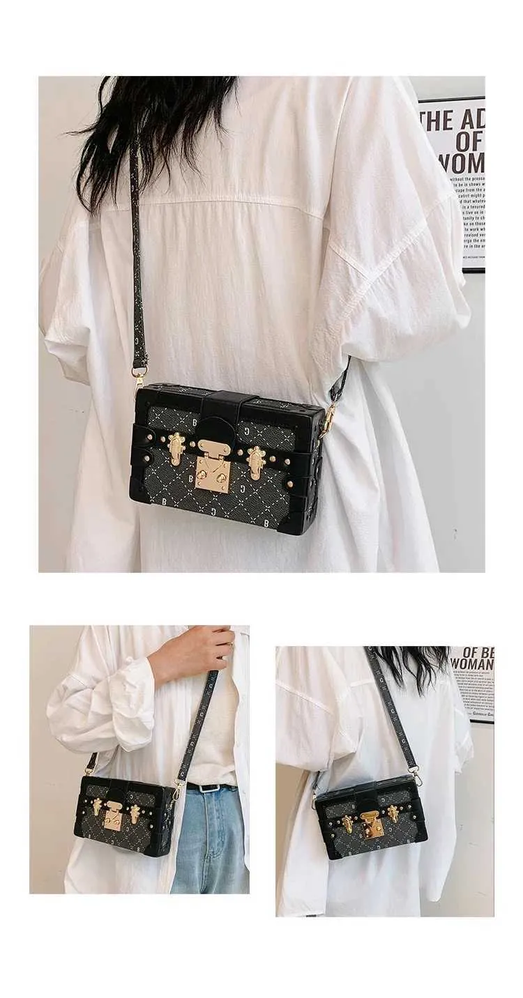 High Texture Small Square New Niche Design Box Bag Light Vintage Print Single Shoulder Crossbody Ba241214_voghion.com