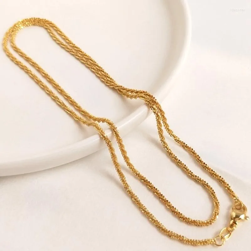 Chaînes plaquées or véritable, rétention de couleur, 60 cm de long, collier, accessoires de fabrication de bijoux, accessoires de bijouterie_voghion.com