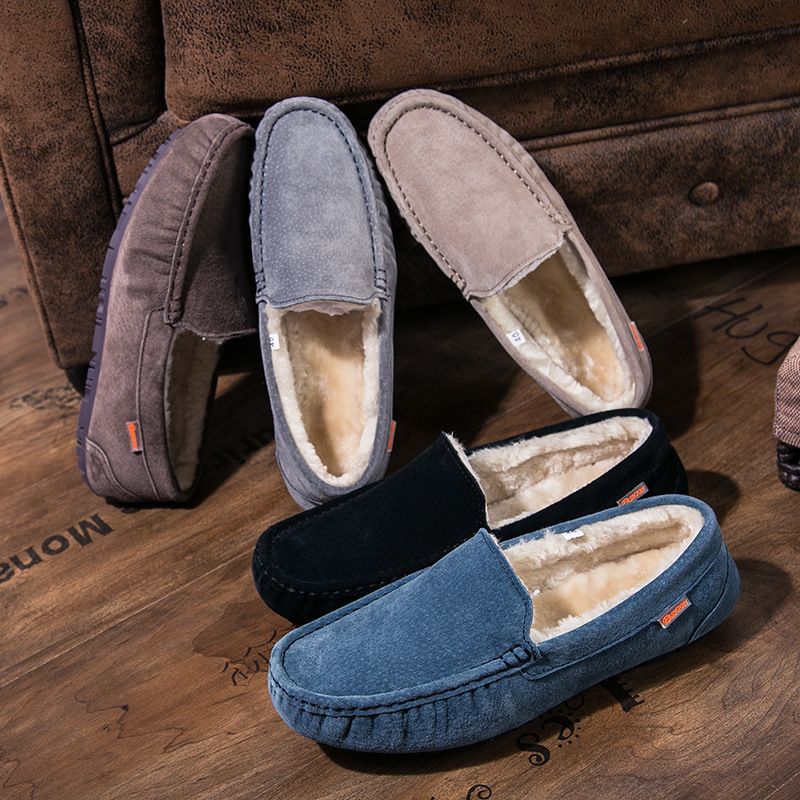 501-3 Wanter Männer Bean Cotton Driving Low-Top Mid-Mouth Flip-On waarm flaach Casual Liederschuhe mat Veet_voghion.com