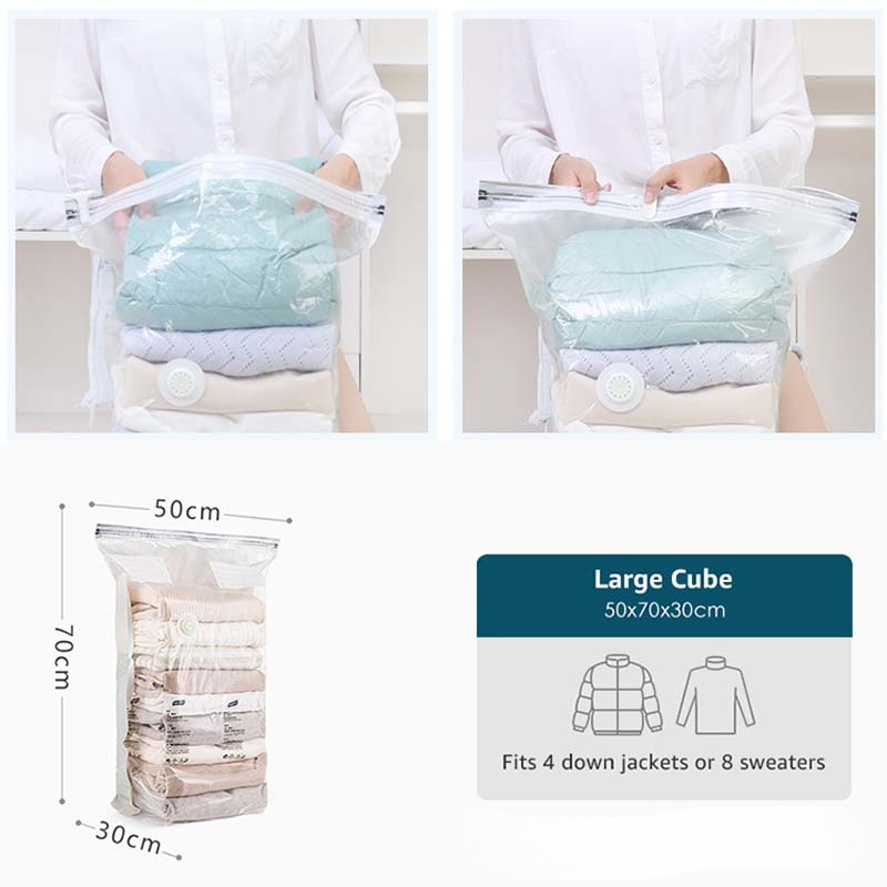 TOOL FREE Vacuum Bag Clothes Quilt Storage Bags Hand Compressed Saving Space Seal Packet Compression Organizer for Home Travel_voghion.com