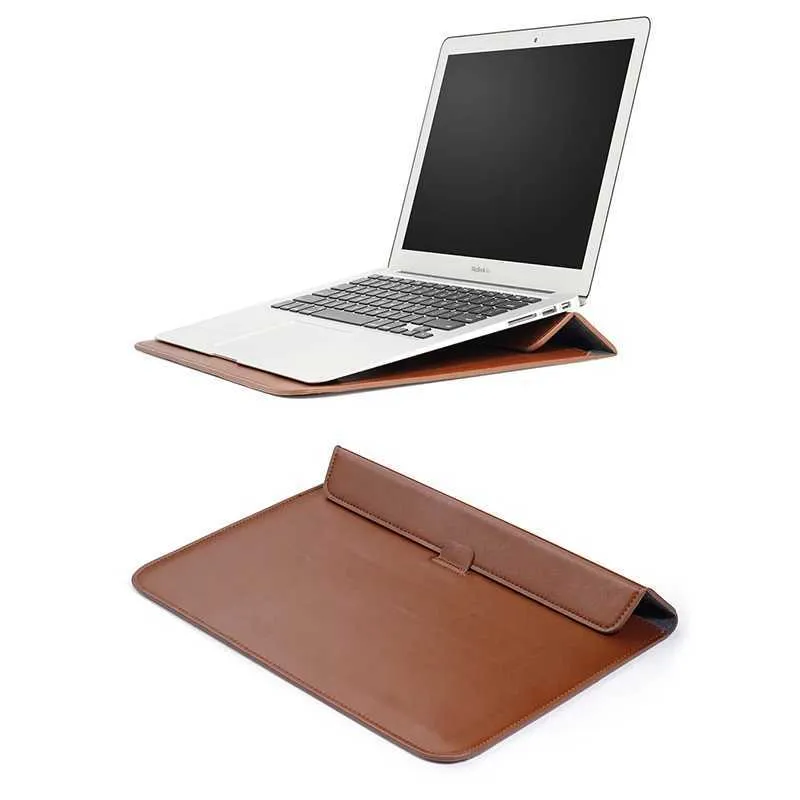 Custodia per laptop a busta, astuccio in pelle di coccodrillo per MacBook Air/Pro 12-15", custodia protettiva con supporto verticale_voghion.com