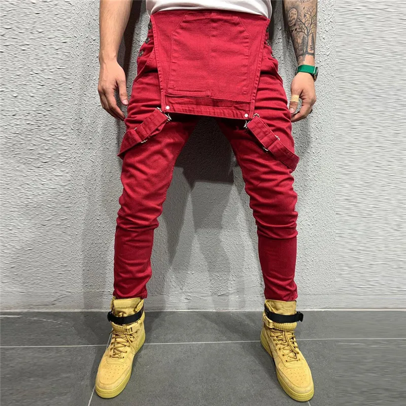 Cool Designer Brand Jeans Man Pants For Men Pocket Denim Overall Jumpsuit Streetwear Sexy Suspender Pant E21_voghion.com