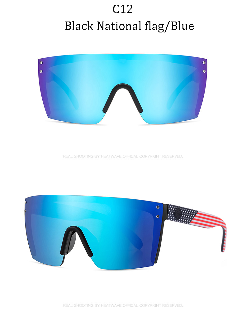 NUOVO MARCHIO Lente verde a specchio Heat Wave Occhiali da sole da uomo Occhiali sportivi Protezione UV400 con custodia_voghion.com