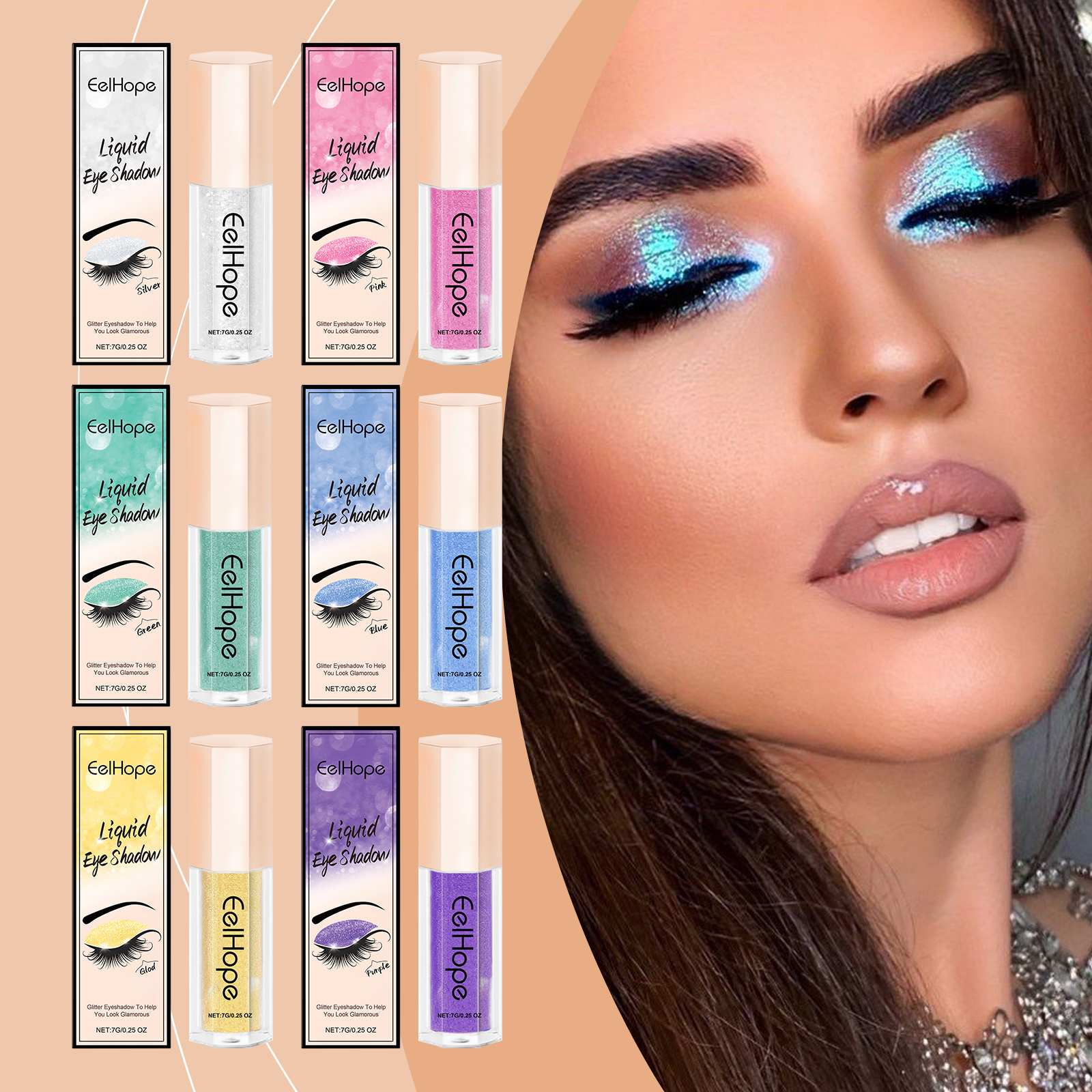 Eelhope Flydende Glitter Øjenskygge Langtidsholdbar Shimmer Højglans Let Blend Daglig Brug Øjenmakeup_voghion.com