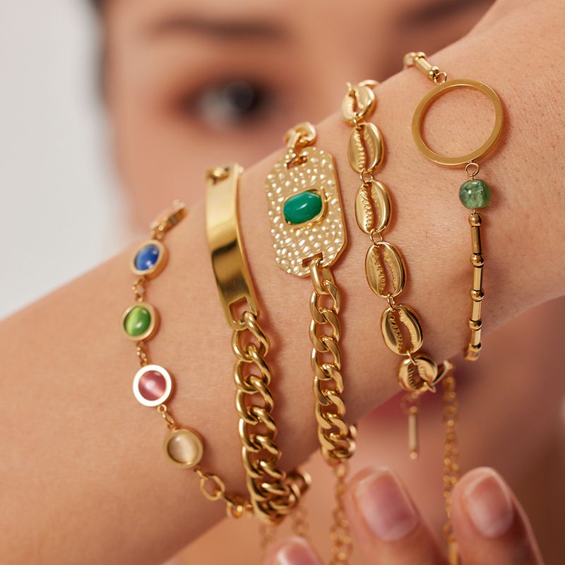 Wind Cuban Chain Network Red Blogger Gleiches Edelstahl vergoldetes Armband im Hip-Hop-Stil für Damen und Herren_voghion.com