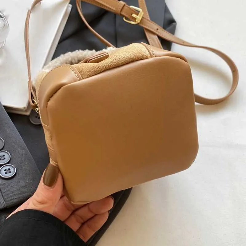 Cashmere mini bucket bag Meila suede retro 2024 new shoulder cross font handbag Y241216_voghion.com