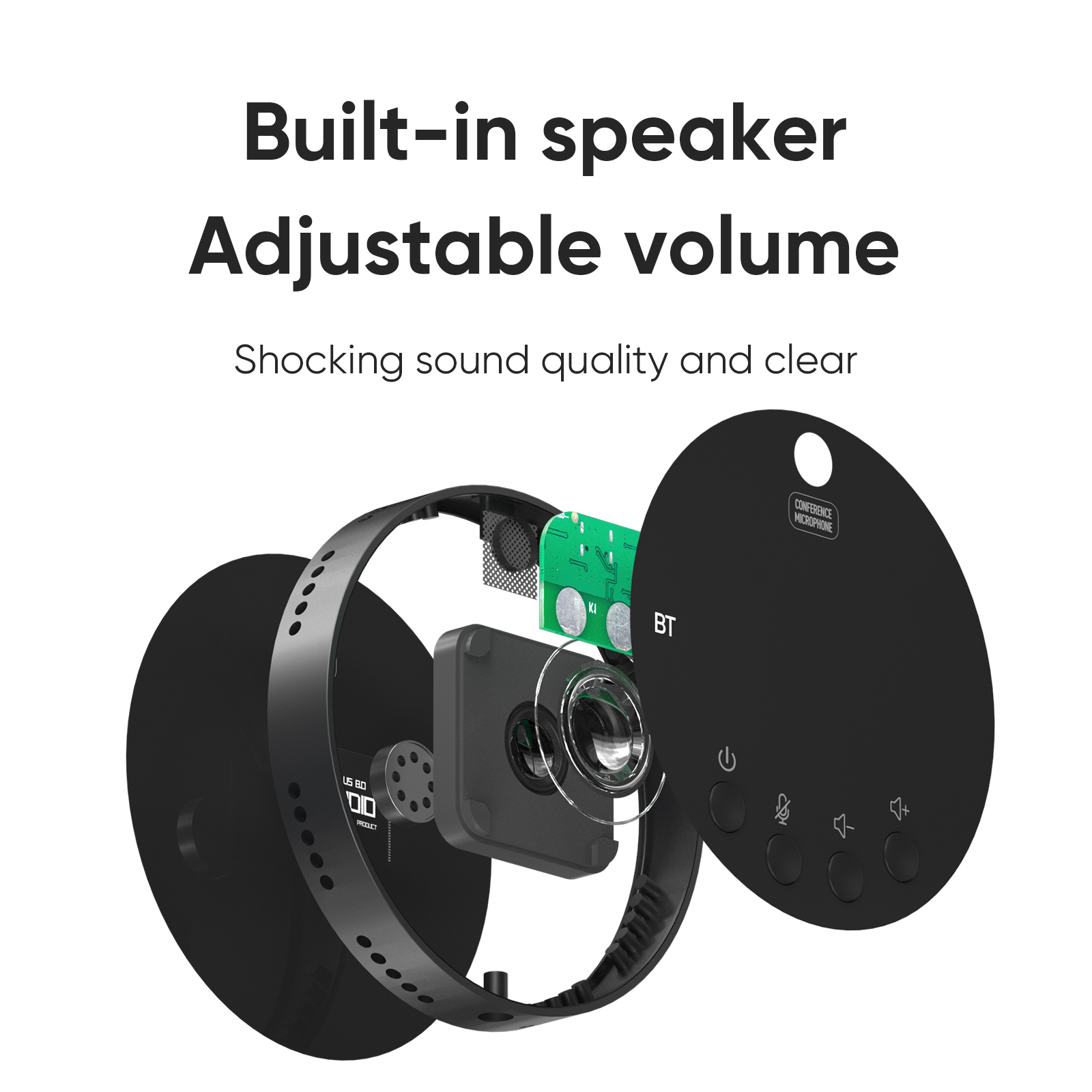 Microfono vivavoce per conferenze USB da tavolo BT Microfono per computer a condensatore omnidirezionale a 360° Funzione mute/volume con altoparlante_voghion.com