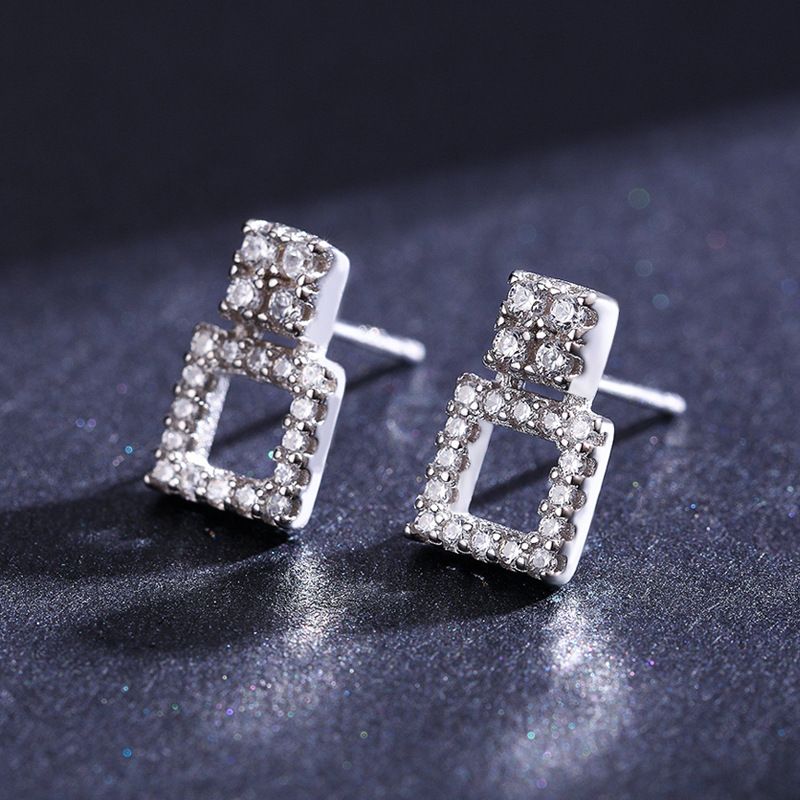 Zircon Stud Earrings For Women Elegant Silver Drop Style Jewelry_voghion.com