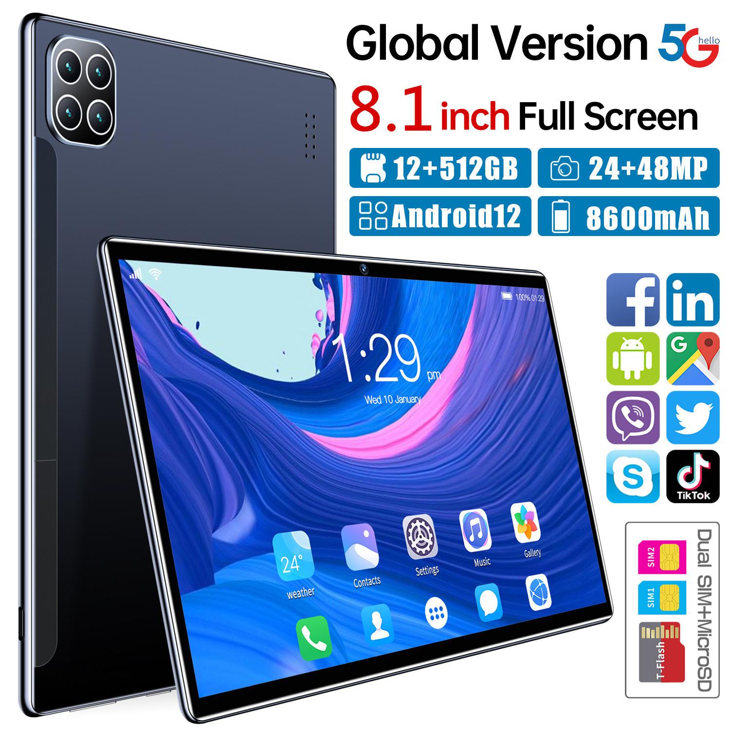 8-Zoll-Android-Tablet High-Definition-Glas GPS Bluetooth Dual-SIM 3G-Anruf